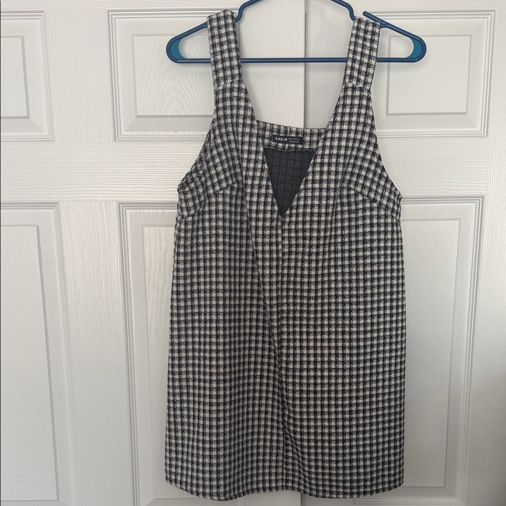 SHEIN Black and White Plaid Mini Dress